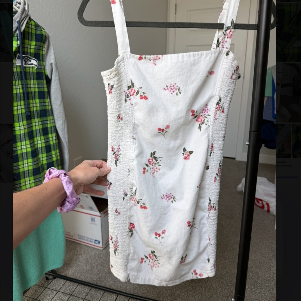 Forever 21 White Dress with Pink Floral Design